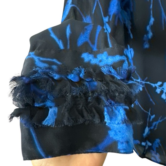 Banana Republic Vibrant Blue & Black Long Sleeves Button Down Top Medium - Picture 4 of 6